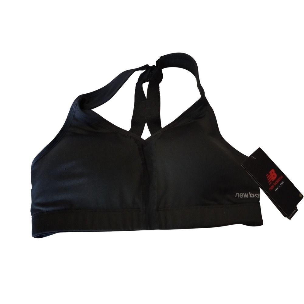 New Balance Power Bra Black High Impact Sports Bra WB71039 Womens 34D NWT